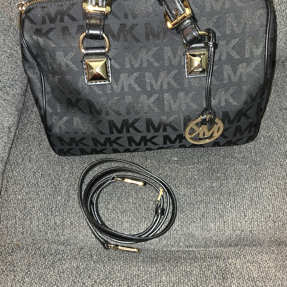 Michael Kors Black Satchel with Gold Details